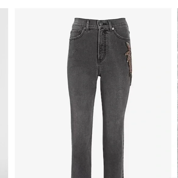NWT Express Super High Waisted Black Beaded Side Slim Jeans 6R - Picture 4 of 10